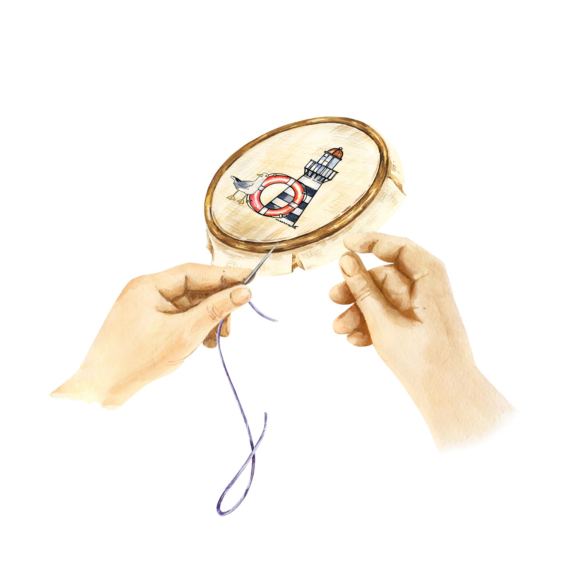 Portrait of Anna, lead conservator, holding hoop